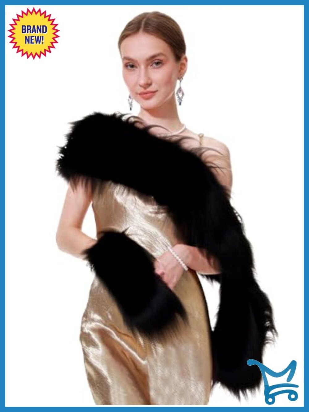 Faux Fur Shawl Collar Scarf Wrap with Glove